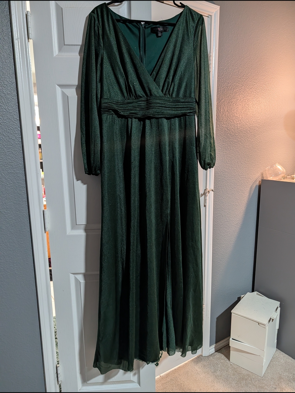Ever Pretty Forest Green Long Sleeve Wrap Maxi Dress